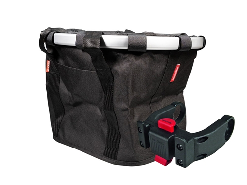 Taske - KLICKFIX  Reisenthel sort 15L + Adapter, styr KLICKFIX E-bike 22-31,8mm U. LÅS