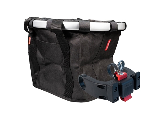 Taske - KLICKFIX  Reisenthel sort 15L + Adapter, styr KLICKFIX E-bike 22-31,8mm MED LÅS