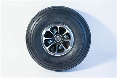 Komplet forhjul, DX10-3W fælg/dæk/sl GRÅ